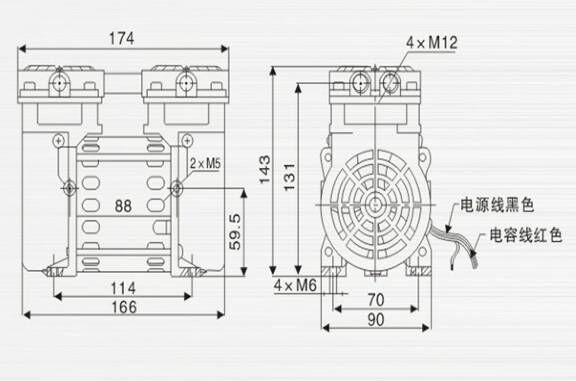 JP-40H化工耐腐蝕真空泵外觀尺寸圖